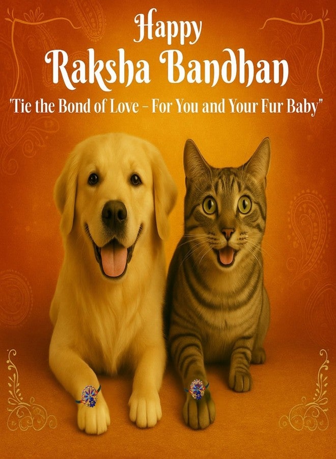 ويستيرن إرا راخي أنيق للحيوانات الأليفة من العصر الغربي للكلاب والقطط | رولي تشاول | هدية راكشا باندهان مصنوعة يدويًا لأخيك ذي الفراء | الحب والتقاليد والترابط | راخي بتصميم مميز | احتفل بالحب الرائع (النمط 12) - Image 2